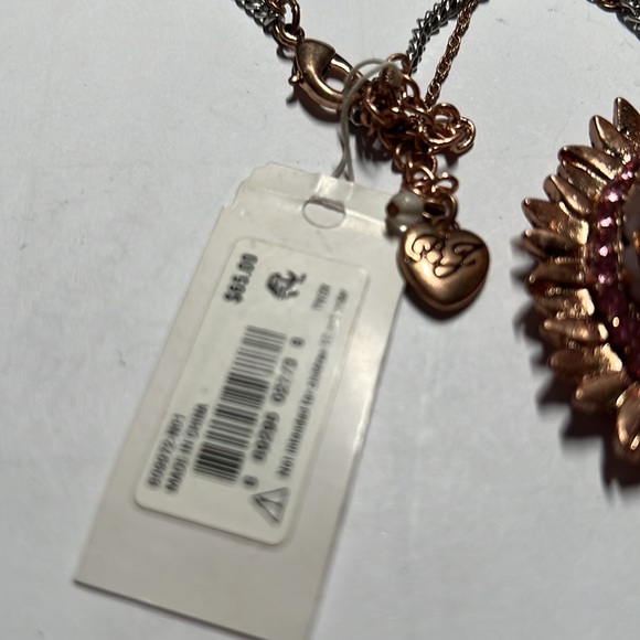 Betsey Johnson Two color necklace w big flower. Copper and silver nwt - Picture 2 of 4
